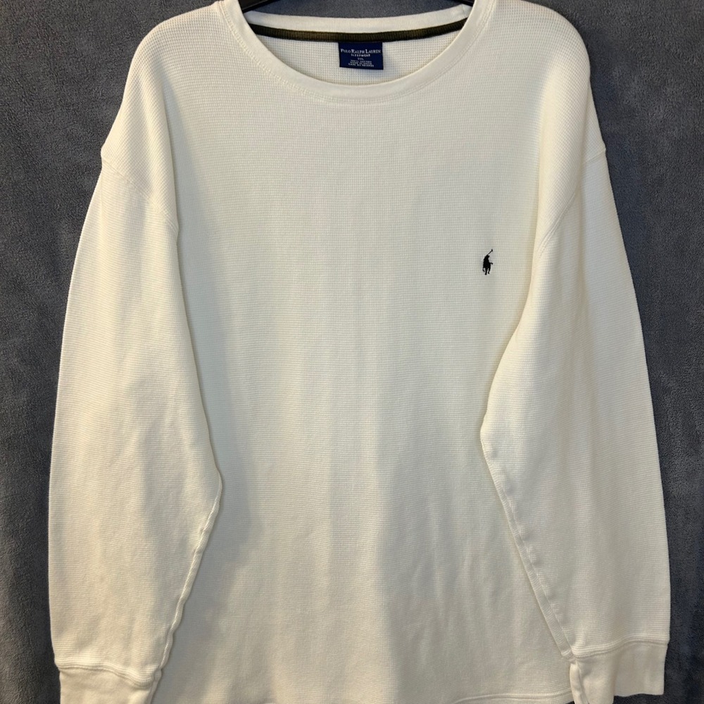 Polo Ralph Lauren Sleepwear Mens 2XL Waffle Knit Thermal Long Sleeve Shirt Cream
